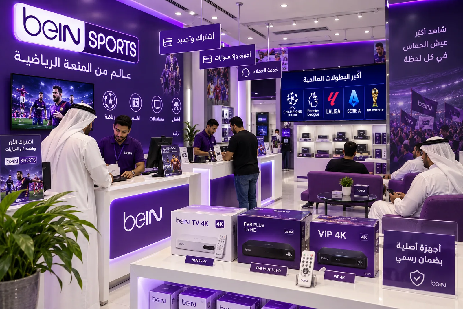 رسيفرات beIN TV 4K وPVR Plus وViP 4K الجاهزة للشحن إلى دبي